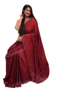 Deep red chiffon with siroski work.Colour of emotions and love. Beautiful and light £55