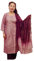 A graceful silk suit in a beautiful blend of soft heather and rich cheery tones. £50