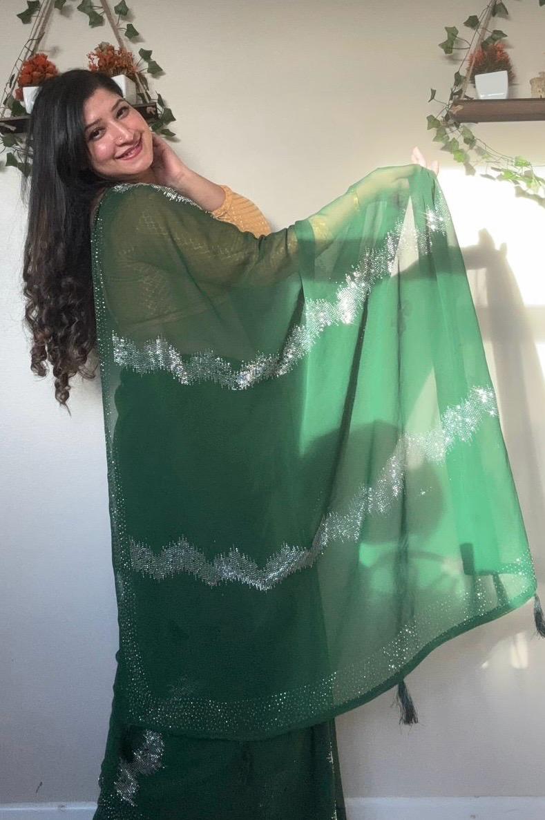 Bottle green with siroski £35