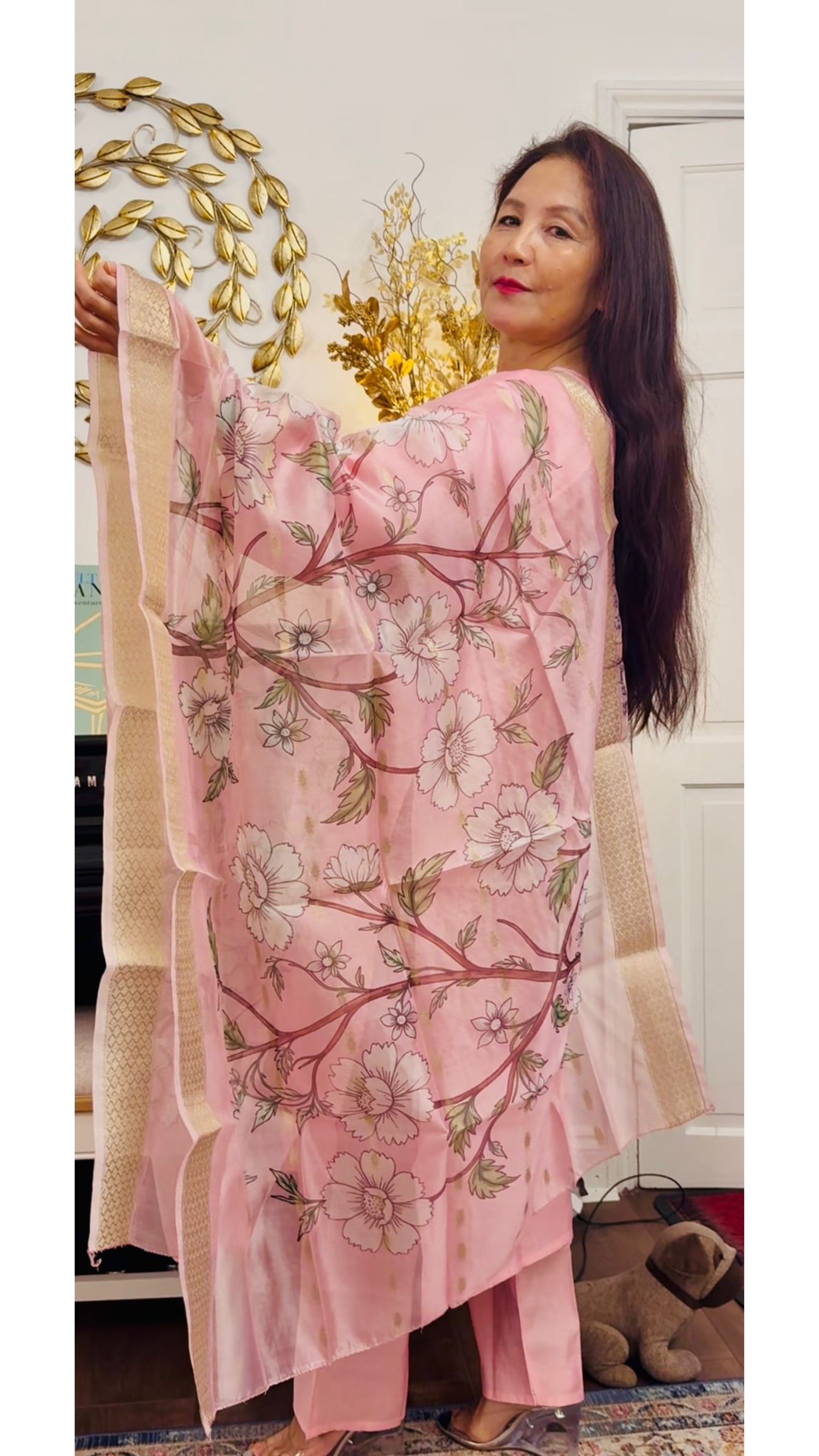 Bathed in gentle Valentine pink, this ensemble whisper elegance through delicate white thread embroidery £30