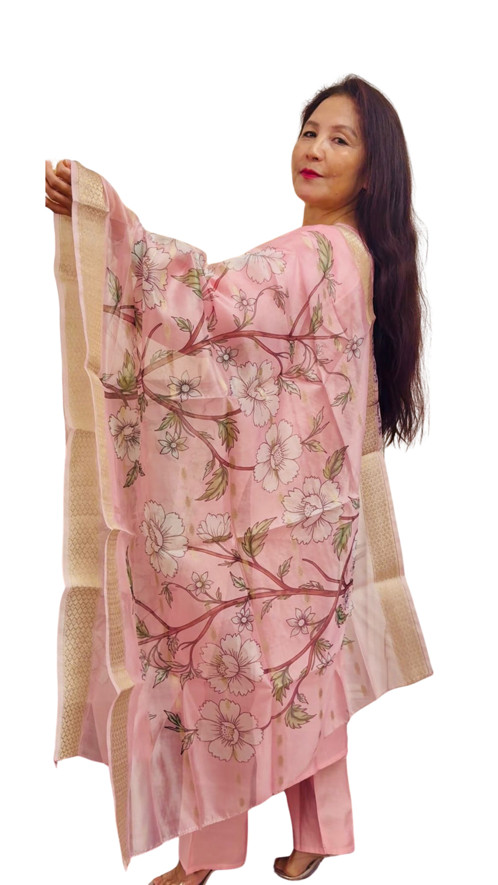 Bathed in gentle Valentine pink, this ensemble whisper elegance through delicate white thread embroidery £30