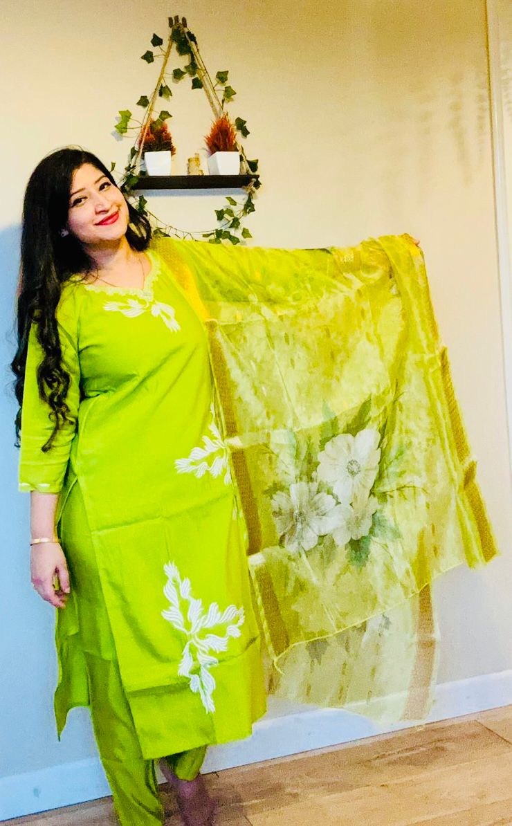A vibrant chartreuse suit breathes freshness and life into every moment.Its luminous hue radiates youthfulness,effortless charm,and a joyful spirit-a celebration of colour that feels both lively and beautifully uplifting. £30